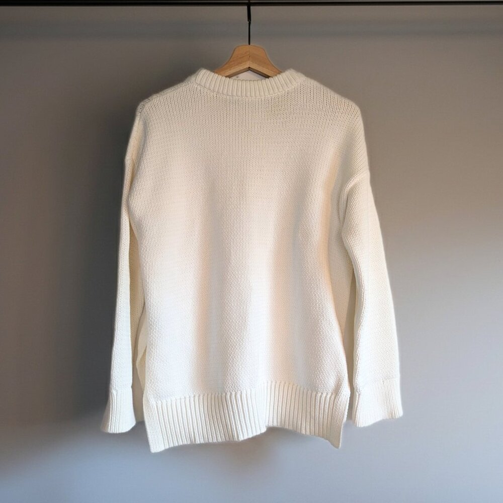 Jenni Kayne chunky crewneck cotton sweater in ivory white Size XS NWOT - Picture 10 of 11
